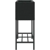 vidaXL Plantenbakken met schap 2 st 70x28x70 poly rattan zwart
