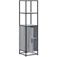 vidaXL Hoge kast 35,5x35x139 cm bewerkt hout en metaal grijs sonoma