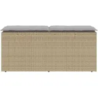 vidaXL Tuinbank met kussen, beige, 110x40x44 cm, polyrotan