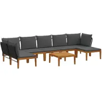 vidaXL 8 st Massief acaciahout & touw Naturel