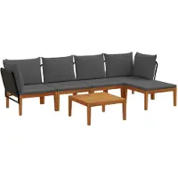 vidaXL 6 st Massief acaciahout & touw Naturel