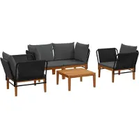 vidaXL 5 st Massief acaciahout & touw Naturel