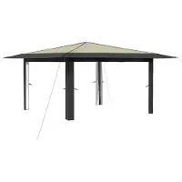 vidaXL Paviljoen zonder zijwanden, 4 x 4 meter, crème en antraciet