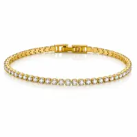 LGT JWLS Goudkleurige Dames Tennisarmband met Witte Zirkonia 2,5 mm - 17cm