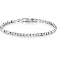 LGT JWLS Zilverkleurige Dames Tennisarmband met Witte Zirkonia 2,5 mm - 17cm