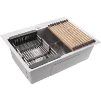 REA Stalen Spoelbak Met Accessoireset 3-delig Liam Brush Nickel Zwarte accessoires