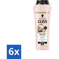 Schwarzkopf 6 x Gliss-Kur - Shampoo - Split Hair Miracle - Herstelt Gespleten Haarpunten - 400 ml - Gespleten Haarpunten - Haar Herstel - Haar Versterken - Hydrolyzed Keratine - Vitamine E