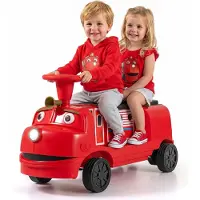Costway Elektrische kinderauto, 12V kinderauto met 2 zitplaatsen, elektrische trein met opbergruimte, koplampen, muziek, verhalen, audio, USB-aansluiting en draadloze verbinding