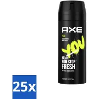 Axe 25 x - Deodorant Bodyspray - 48hrs Fresh - You - Cool Vetiver & Amber - 150 ml - 48 Uur Bescherming - Deodorant Sprayer - Geur Van Amber - Geur Van Vanille - Geur Van Zwarte Peper