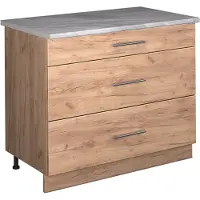 Vicco Keukenonderkast Fame-Line, Goudkleurig Eiken/Goudkleurig Eiken, 100 cm, WB Marmer