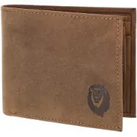 OXMOX Leren portemonnee Leather RFID Protect Querscheinbörse Freedom Lion Embossed Vintage Light Brown bruine
