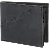 OXMOX Leren portemonnee Leather RFID Protect Querscheinbörse Footsteps 2.0 Embossed Vintage Black zwart