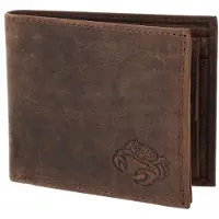 OXMOX Leren portemonnee Leather RFID Protect Querscheinbörse Crab 2.0 Embossed Vintage Dark Brown donkerbruin