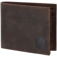 OXMOX Leren portemonnee Leather RFID Protect Querscheinbörse Freedom Lion Embossed Vintage Dark Brown donkerbruin