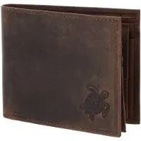 OXMOX Leren portemonnee Leather RFID Protect Querscheinbörse Turtle 2.0 Embossed Vintage Dark Brown donkerbruin