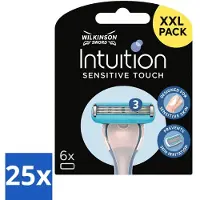 Wilkinson 25 x - Navulmesjes Intuition Sensitive Touch - Met Verzorgende Gel - 6 scheermesjes - Scheermesjes - Gevoelige Huid - Verzorgende Gel - Aloe Vera - Vitamine E