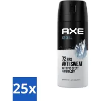 Axe 25 x - Deodorant Spray - 72hrs Anti Sweat - Ice Chill - 150 ml - Anti-sweat Spray - Zweetvermindering - Ijskoude Citroen - Muntgeur - 72 Uur Bescherming