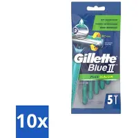 Gillette 10 x Blue II - Plus Slalom - Wegwerpscheermesjes - 5 Scheermesjes - Scheermesje - Wegwerpscheermesje - Glijervaring - Scherpen - Scherpen Mes