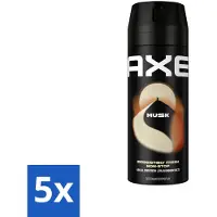 Axe 5 x - Deodorant Bodyspray - 48hrs Fresh - Musk - Patchouli & Fougere - 150 ml - 48 Uur Geurbescherming - Deodorant Sprayer - Zinktechnologie - Geur Van Musk - Geur Van Patchouli
