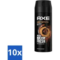 Axe 10 x Deodorant Bodyspray Dark Temptation 150 ml - Dark Temptation - Deodorant - Bodyspray - Chocolade Geur - Rode Peperkorrels