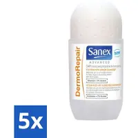Sanex 5 x Advanced - Dermo Repair - Deodorant Roller - 24h Anti-Transpirant - 0% Alcohol - 50 ml - 24h Anti-transpirant - Huidherstel - Huidverzorging - Deodorant Roller - Anti-geur