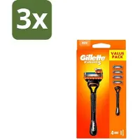 Gillette 3 x – Fusion5 – Scheersysteem Houder + 4 Mesjes - Scheermes - Scheren - Scheren Mesjes - Scheren Houder - Scheren Comfort