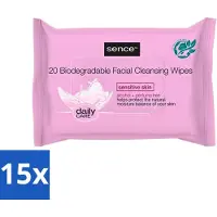 Sence 15 x - Gevoelige Huid - Gezichtsreinigingsdoekjes - Mild Reinigend - 20 Doekjes - Gevoelige Huid - Gezichtsreinigingsdoekjes - Make-up Verwijderen - Mild Reinigen - Alcoholvrij