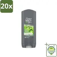 Dove 20 x Douchegel Men+ Care Extra Fresh 400 ml - Grootverpakking - Douchegel - Mannelijke Geur - Reiniging - Huidverzorging - Frisse Geur