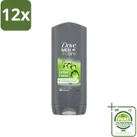 Dove Douchegel Men+ Care Extra Fresh 400 ml - Voordeelverpakking - 12 stuks - Douchegel - Mannelijke geur