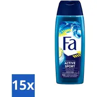 Fa 15 x Men - Douchegel - Active Sport - Verfrissend - Green Citrus - 250 ml - 48 Uur Bescherming - Sportieve Deodorant - Verfrissende Geur - Actieve Dag - Zweet En Geuren