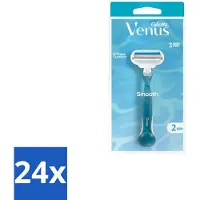 Gillette venus 24 x Gillette - Venus Smooth – Rondingvolgende Mesjes – Handvat + 2 Navulmesjes - Scheermesje Vrouw - Huidbescherming - Scheren Voor Vrouwen - Venus SkinCushion - Duurzaam Scheren