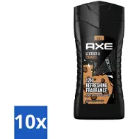 Axe 10 x - 3-in-1 Douchegel - Leather & Cookies - 100% Plantaardig - 250 ml - 3-in-1 Douchegel - Douchegel Voor Lichaam - Douchegel Voor Gezicht - Douchegel Voor Haar - Geur Leer En Koekjes