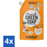 Marcel's Green Soap 4 x Marcel’s Green Soap – Handzeep Navulling – Sinaasappel & Jasmijn – 500 ml - Handzeep - Sinaasappel - Jasmijn - Natuurlijke Handzeep - Biologische Handzeep
