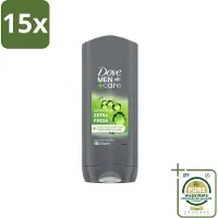 Dove 15 x Douchegel Men+ Care Extra Fresh 400 ml - Grootverpakking - Douchegel Mannen - Reiniging Mannenhuid - Frisse Geur - Energie Onder De Douche - Milde Douchegel