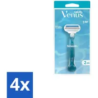 Gillette venus 4 x Gillette - Venus Smooth – Rondingvolgende Mesjes – Handvat + 2 Navulmesjes - Scheermesje Vrouw - Huidbescherming - Scheren Voor Vrouwen - Venus SkinCushion - Duurzaam Scheren