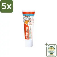 Elmex 5 x Gel-Tandpasta Peuter (0-5 Jaar) 75 ml - Grootverpakking - Peuter Tandpasta - Anti Cariës Tandpasta - Aminfluoride Tandpasta - Cariës Bescherming - Remineralisatie Tanden