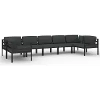 vidaXL 7-delige loungeset voor de tuin met kussens, aluminium, antraciet