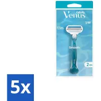 Gillette venus 5 x Gillette - Venus Smooth – Rondingvolgende Mesjes – Handvat + 2 Navulmesjes - Scheermesjes Vrouw - Huidbescherming - Scheren - Venus Smooth - SkinCushion