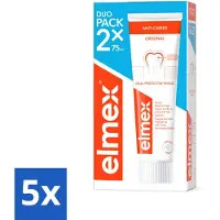 Elmex 5 x – Tandpasta – Anti-Cariës – 2x75 ml - Tandpasta Tegen Gaatjes - Aminfluoride - Cariësbescherming - Remineralisatie - Tanden Beschermen