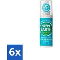 Happy Earth 6 x – Deodorant Spray – 100% Natuurlijk Cedar Lime – 100 ml - Deodorant Spray - Fris Geur - Cederhout En Limoen - Natuurlijke Deodorant - Huidvriendelijk