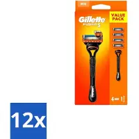 Gillette 12 x – Fusion5 – Scheersysteem Houder + 4 Mesjes - Scheermes - Scheren - Scheren Mesjes - Scheren Houder - Scheren Comfort