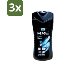 Axe 3 x - 3-in-1 Douchegel - Apollo - Sage & Cedarwoord - All Day Fresh - 400 ml - Douchegel - Lichaam - Gezicht - Haar - Salie