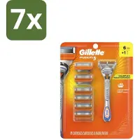 Gillette 7 x - Fusion5 – Houder + 6 Mesjes - Scheermes - Scheersysteem - Glad Scheeren - Comfortabel Scheren - Huidbescherming