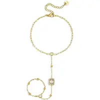 Yehwang Handchain Met Omlijste Statement Steen - Cadeau - Goudlief.nl