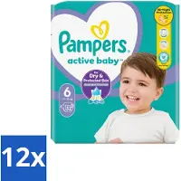 Pampers Active Baby Luiers Maat 6 (13-18 kg) 32 stuks per verpakking - Voordeelverpakking - 12 stuks