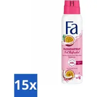 Fa 15 x – Deodorant Spray – Passion Fruit – 150 ml - Deodorant Spray - Fruitige Geur - Passievrucht - Zweetvermindering - Geurvermindering