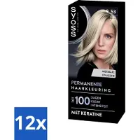 Syoss 12 x - Coloration 9-53 Silver Blush - Haarverf - Grijsdekking - Vermindert Haarbreuk - Permanente Haarkleuring - Haarkleur - - Grijsdekking - Keratine