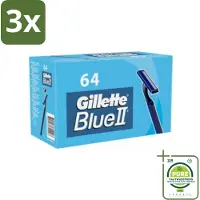 Gillette 3 x - Blue 2 - Wegwerpscheermesjes - Duurzaam en comfortabel - 64 Scheermesjes - Grootverpakking - Scheermesjes - Wegwerpscheermesjes - Blue Ii - Scheerbeurt - Comfortabel Scheren