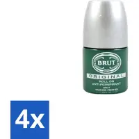 BRUT 4 x – Deodorant Roll-On – Original – Glas – 50 ml - Deodorant Voor Mannen - Zweetgeur Bestrijding - Fris Gevoel - Klassieke Geur - Roll-on Deodorant