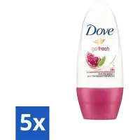 Dove 5 x - Deodorant - Roll-on Go Fresh Granaatappel - Frisse geur - 50 ml - Go Fresh - Granaatappel - Roll-on Deodorant - Fruitige Geur - Anti-transpirant